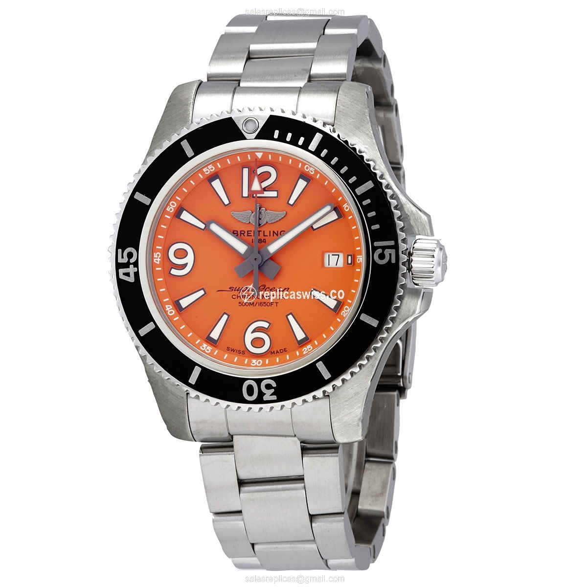 Breitling A17366D71O1A1 Superocean Replica | Automatic Orange Dial | Stainless Steel Case Watch