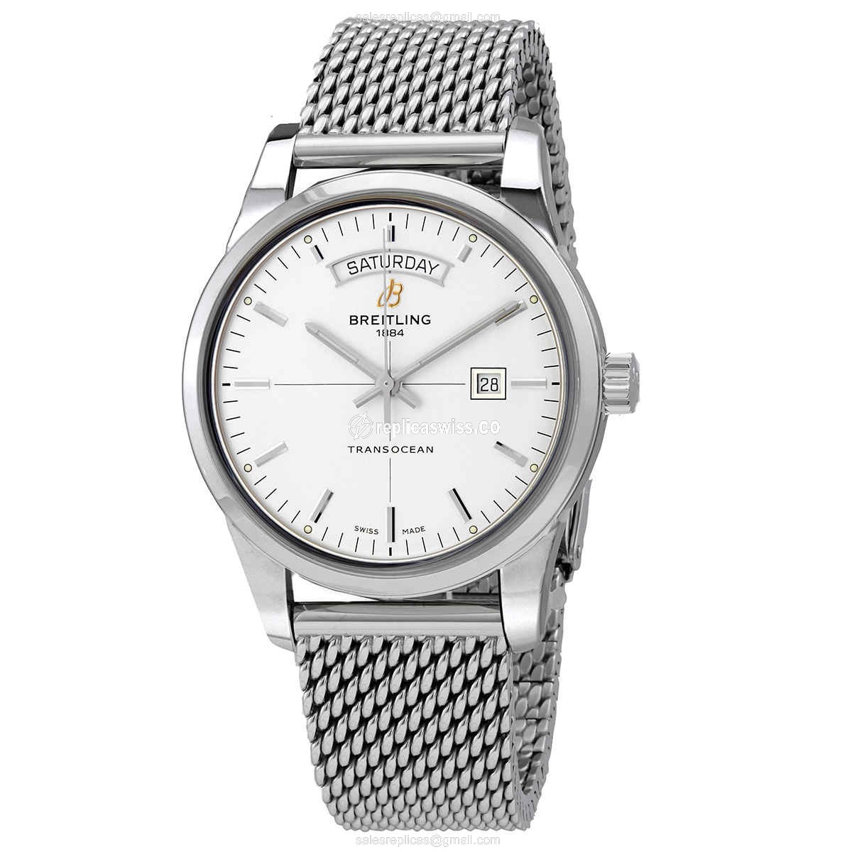 Breitling A45310121G1A1 Transocean Replica, Automatic Movement, Stainless Steel Case, Silver Dial