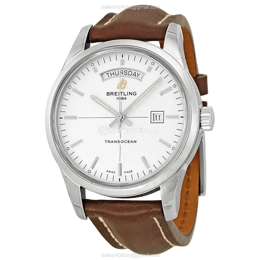 Breitling AQUATIMER Silver Dial Steel Case Automatic Watch, Leather Strap Sapphire Crystal