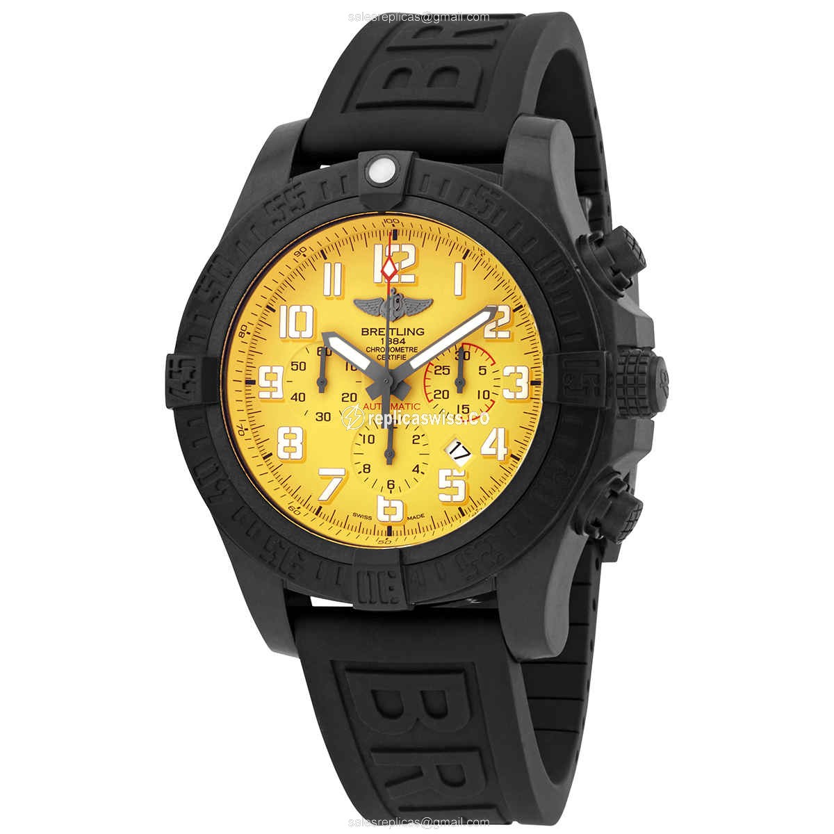 Breitling Avenger Hurricane Replica in Yellow Dial & Carbon Fiber Case with Automatic Movement Watch