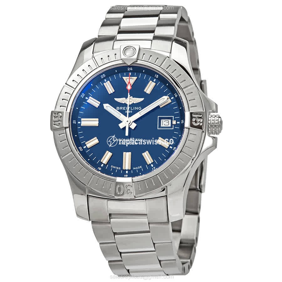 Breitling Avenger II Automatic Blue Dial, Stainless Steel Case & Silver Clasp Replica Watch