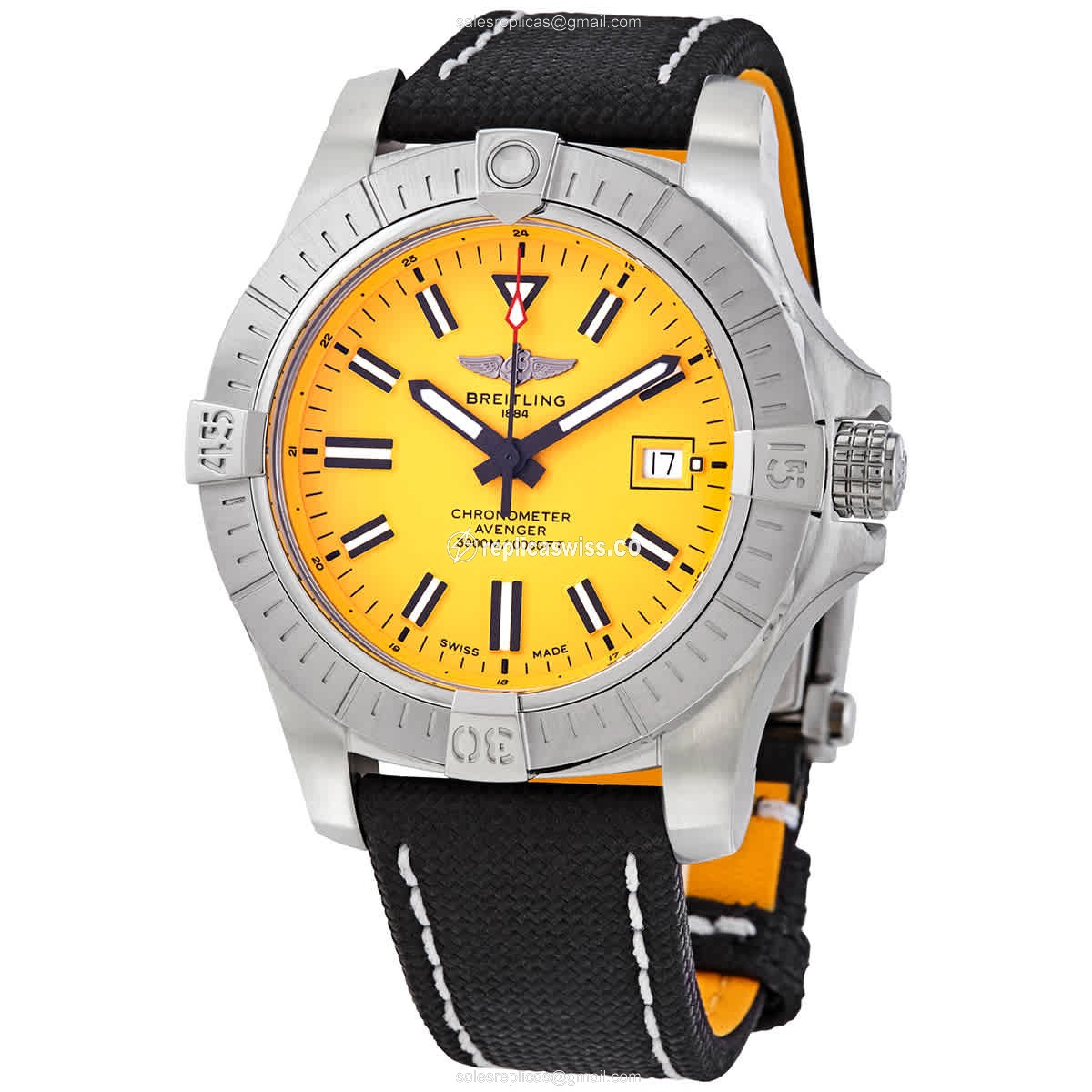 Breitling Avenger II Automatic in Yellow Dial & Steel Case | Canvas Strap Watch