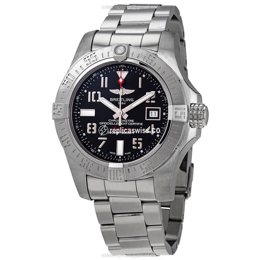 Breitling Avenger II Automatic Replica in Black Dial & Stainless Steel Case Watch