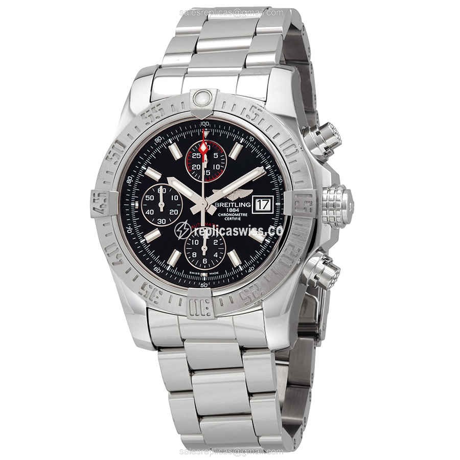 Breitling Avenger II Automatic Replica in Black Dial & Steel Case, Exquisite Sapphire Crystal Watch