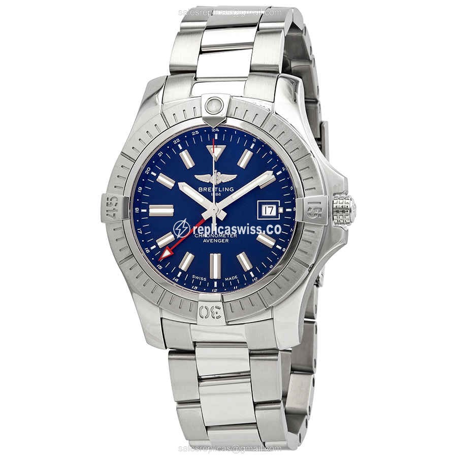 Breitling Avenger II Automatic Steel Case, Blue Dial, Silver Steel Bracelet Watch