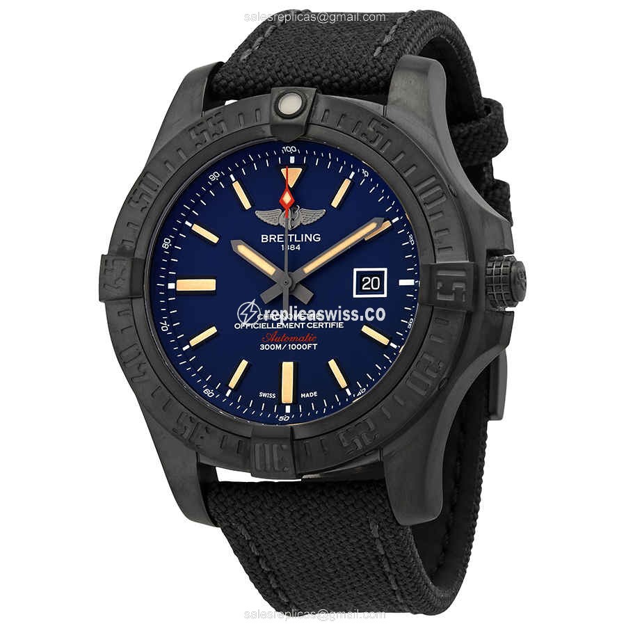Breitling Avenger II Automatic Titan Replica, Blue Dial, Canvas Strap Watch