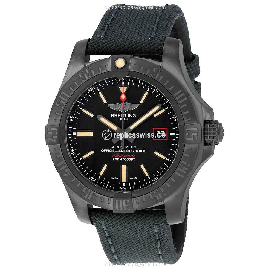 Breitling Avenger II Replica in Black Titanium Case & Automatic Movement Watch