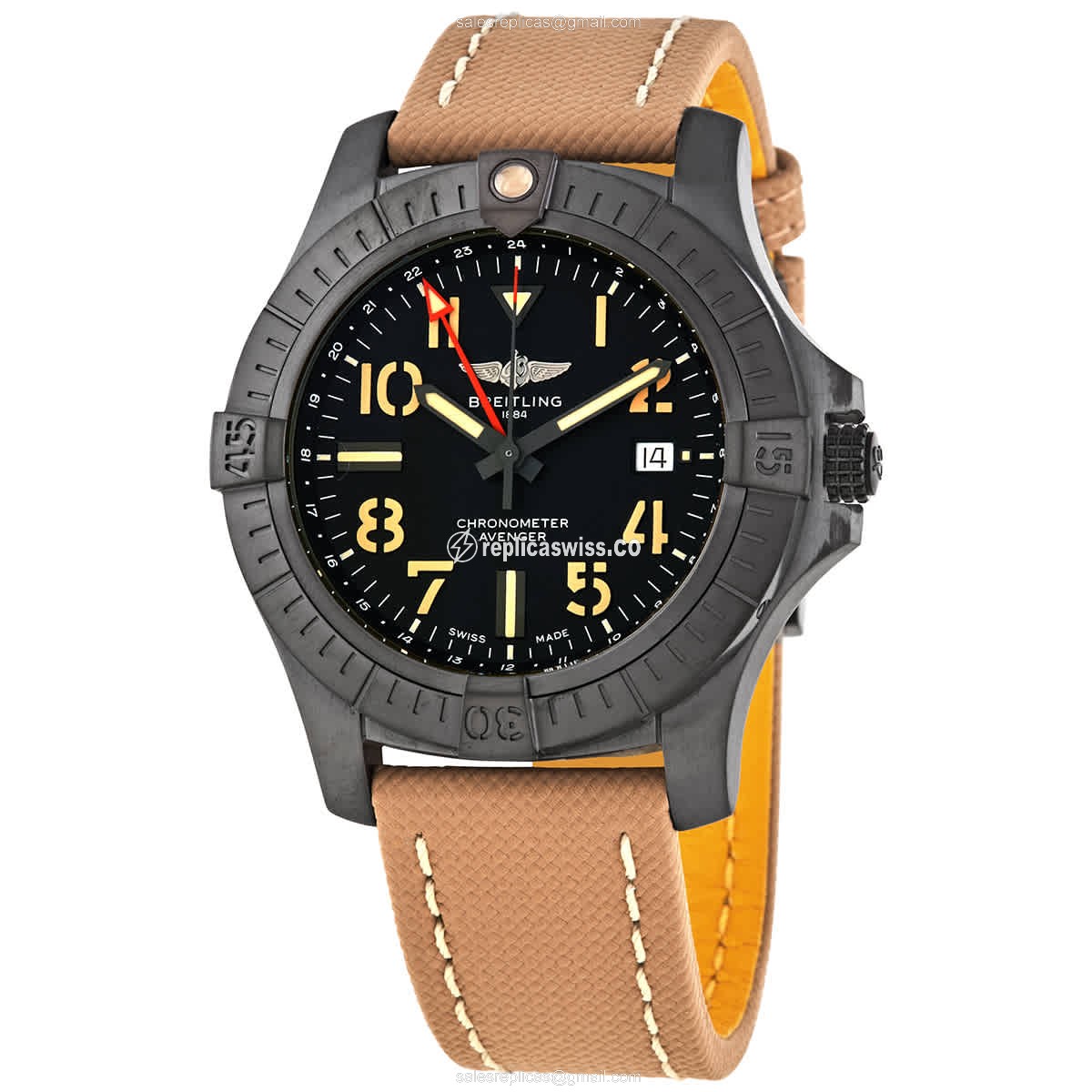 Breitling Avenger II Replica in Stainless Steel | Automatic Movement & Black Canvas Strap Watch