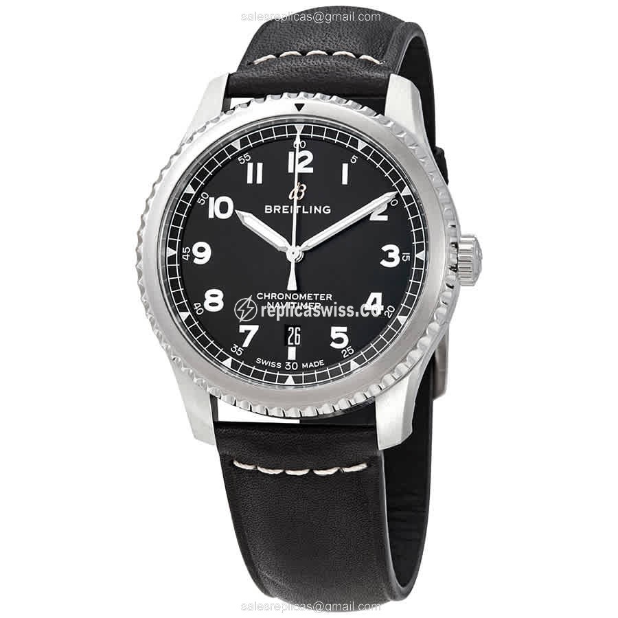 Breitling Aviator 8 Replica in Black Dial & Stainless Steel Case, Automatic Movement Watch