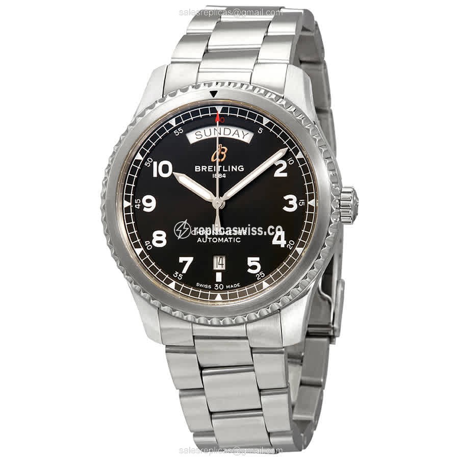 Breitling Aviator 8 Replica in Black Dial & Stainless Steel Case, Automatic Movement Watch