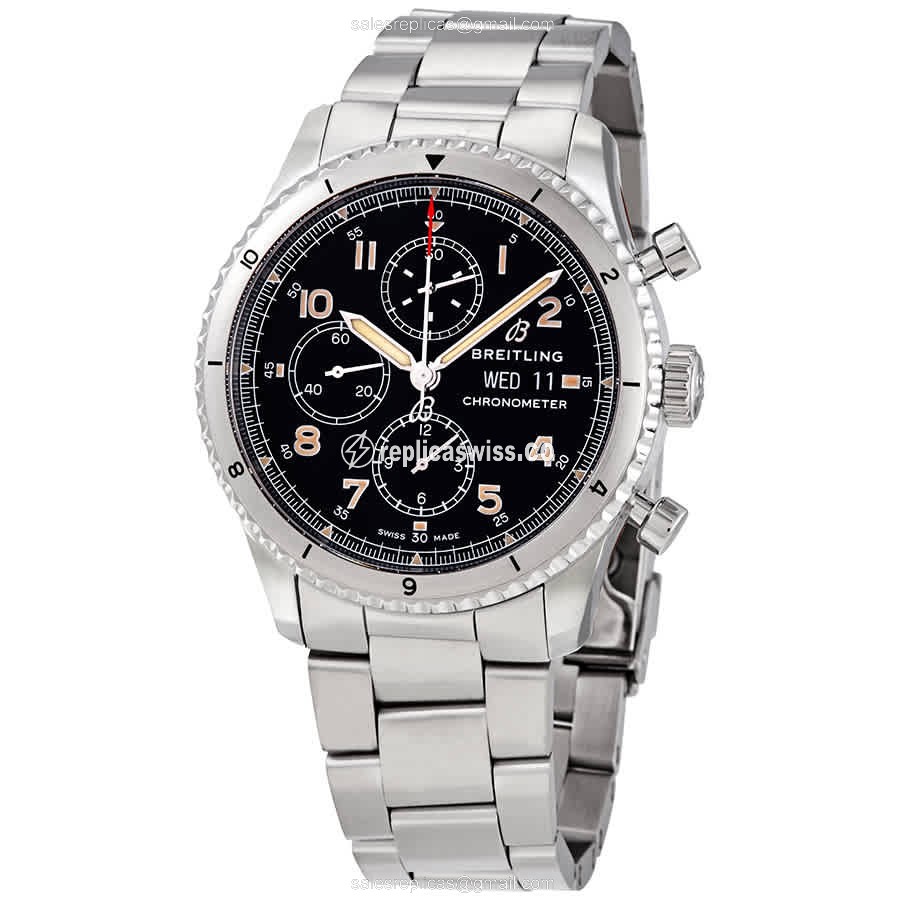 Breitling Aviator 8 Replica in Black Dial & Stainless Steel Case, Automatic Movement Watch