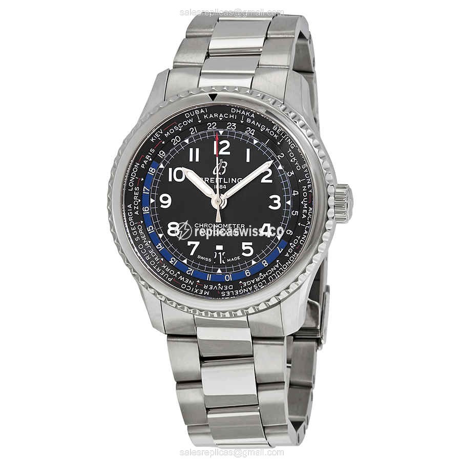 Breitling Aviator 8 Replica in Black Dial & Stainless Steel Case, Automatic Movement Watch