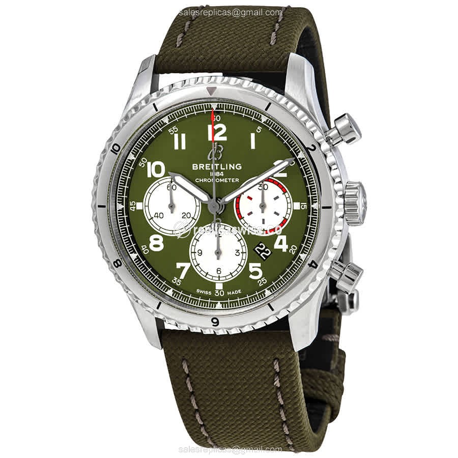 Breitling Aviator 8 Replica in Green Dial & Canvas Strap, Automatic Movement, Stainless Steel Case