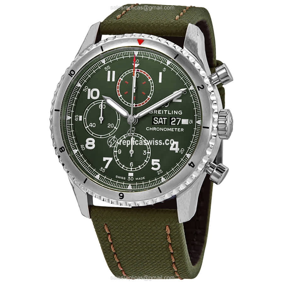 Breitling Aviator 8 Replica in Green Dial & Canvas Strap, Automatic Movement Watch