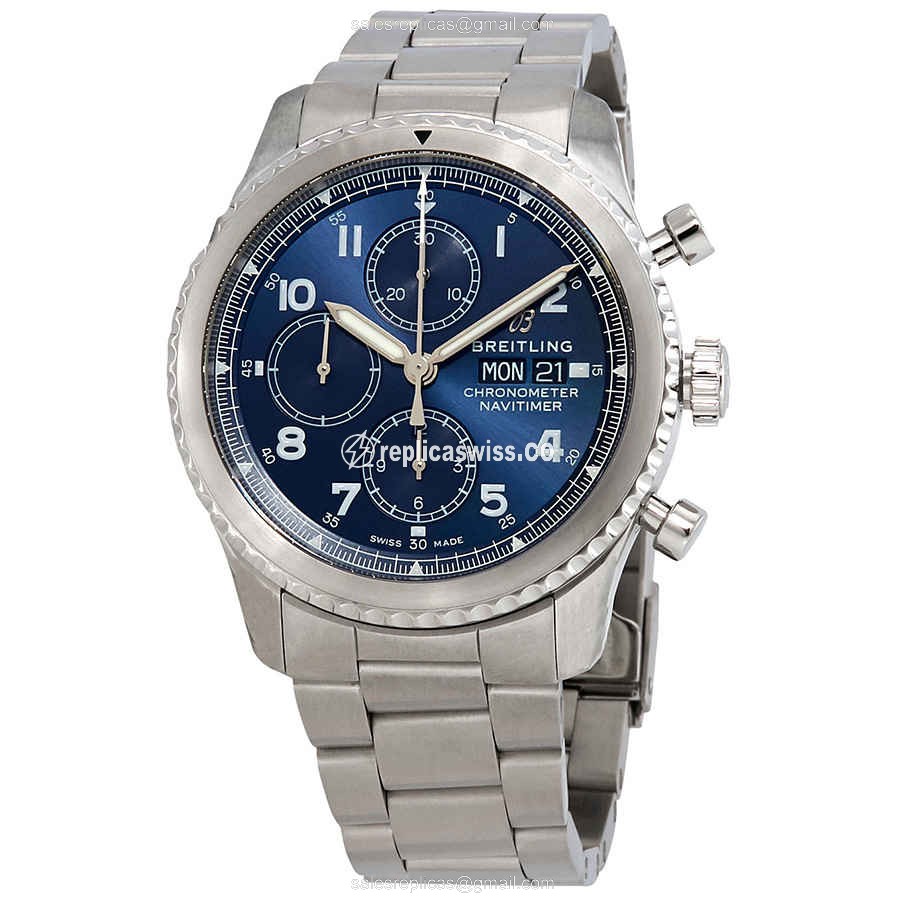 Breitling Aviator 8 Replica in Stainless Steel, Automatic Movement & Blue Dial Watch