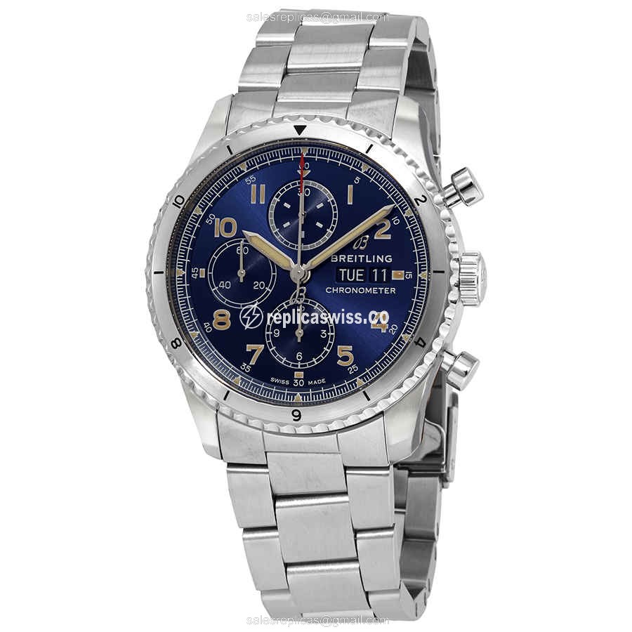 Breitling Aviator 8 Replica in Stainless Steel, Automatic Movement, Blue Dial Watch