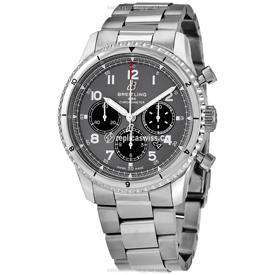 Breitling Aviator 8 Replica in Stainless Steel, Automatic Movement, Dark Grey Dial Watch