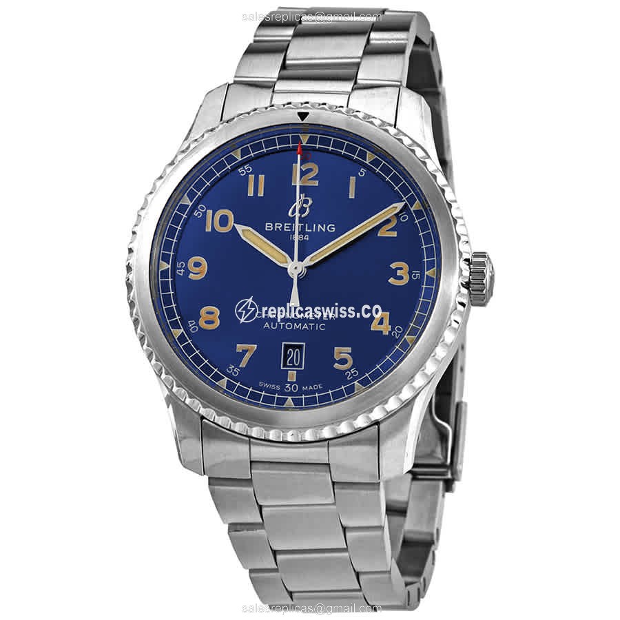Breitling Aviator 8 Replica in Stainless Steel & Blue Dial | Automatic Movement | Silver Steel