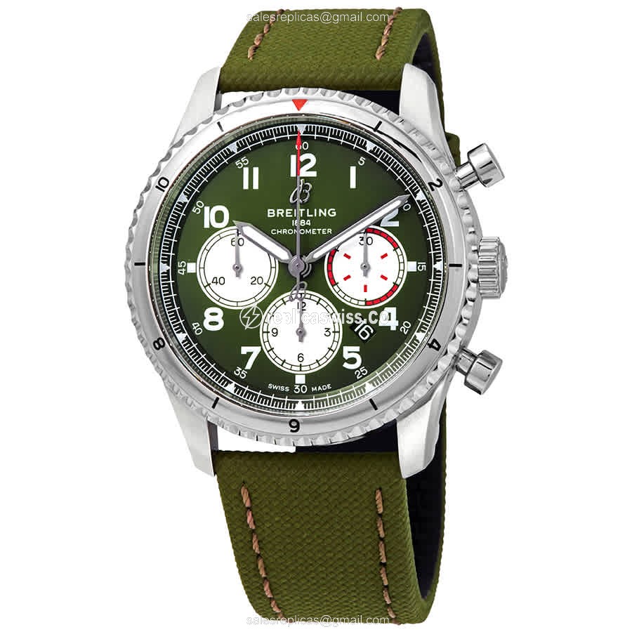 Breitling Aviator 8 Replica with Automatic Movement Green Canvas Strap Watch