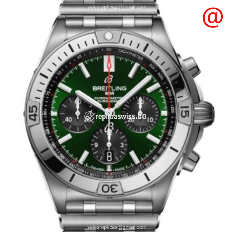 Breitling Chronomat AB0134101L1A1 Replica in Stainless Steel with Automatic Movement Green Dial