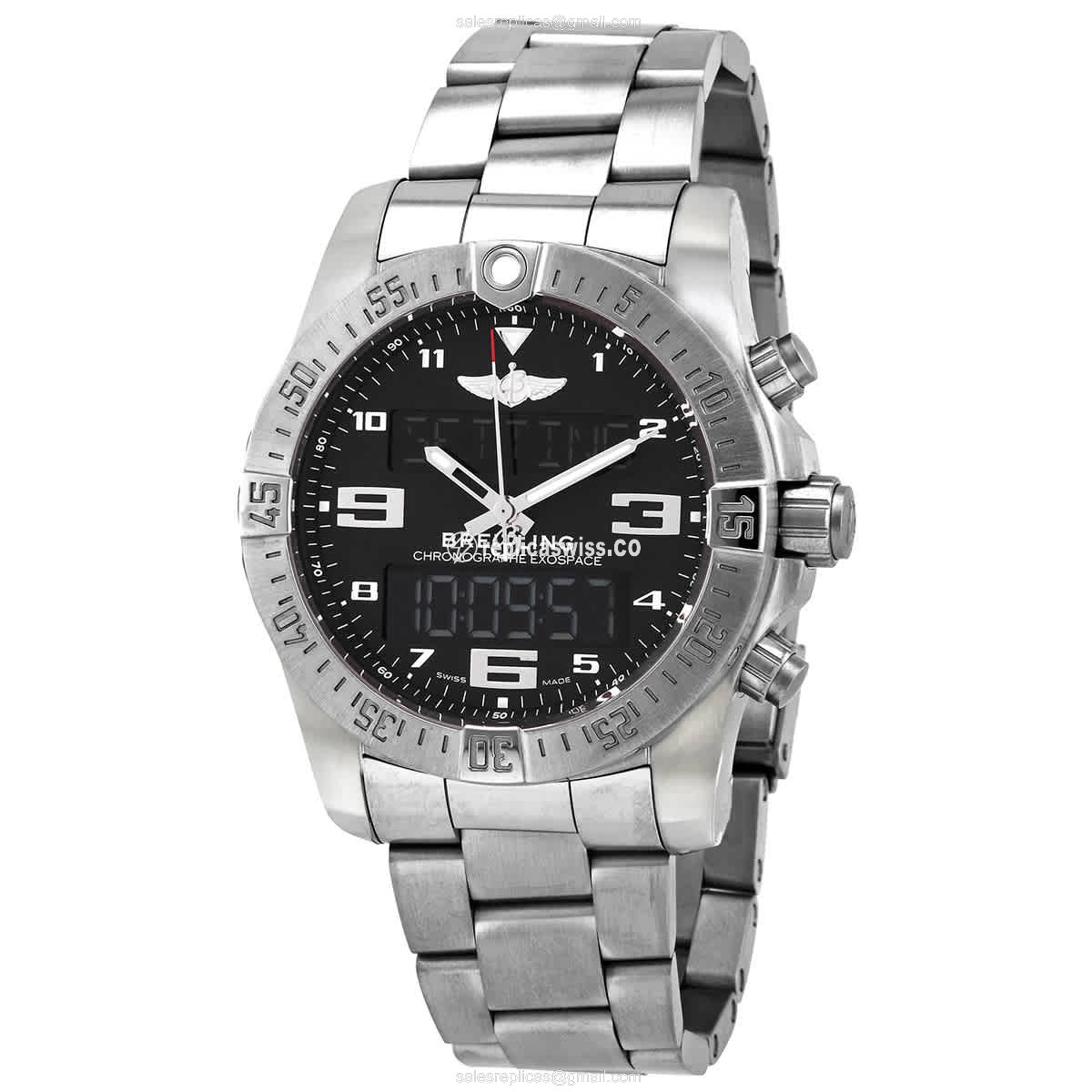 Breitling Exospace B55 Titanium Replica, Exquisite Black Dial, Precision Quartz Movement & Silver