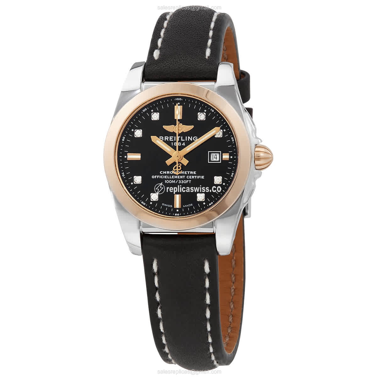 Breitling Galactic Replica | Automatic Movement | Black Dial, Leather Strap Watch