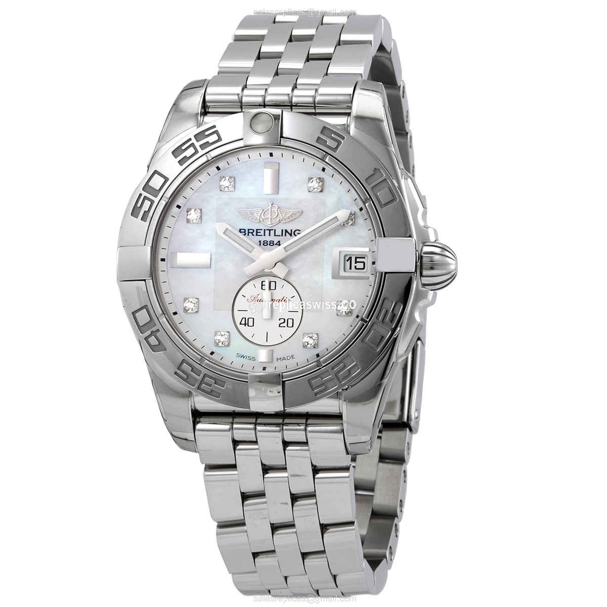 Breitling Galactic Replica in Stainless Steel, Automatic Movement, White Dial Watch