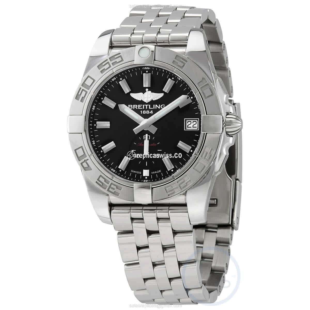 Breitling Galactic Replica in Stainless Steel Case, Automatic Movement, Black Dial Watch