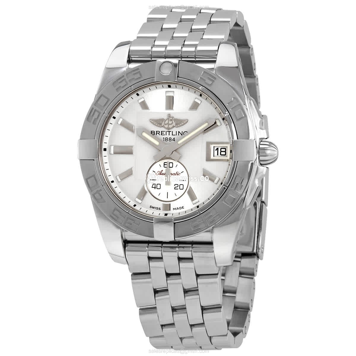 Breitling Galactic Replica in Stainless Steel Case, Automatic Movement, Silver Dial Watch