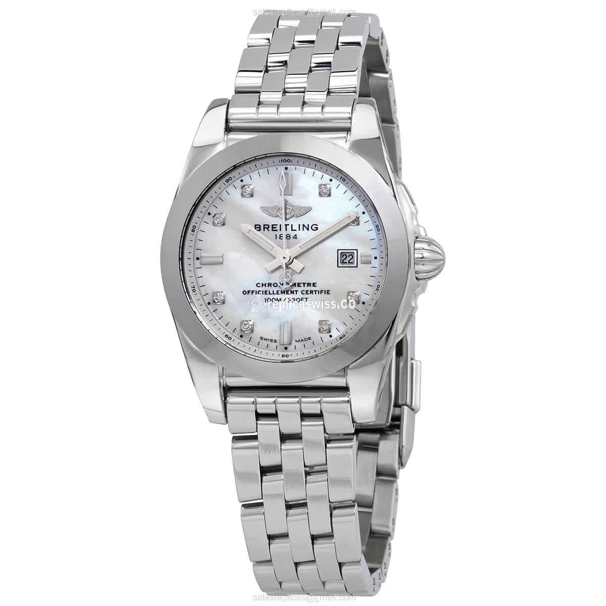 Breitling Galactic Replica Watch | White Dial, Stainless Steel Case & Silver Band