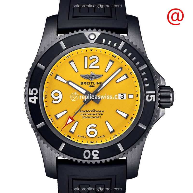 Breitling M17368D711S1 SuperOcean Replica in Yellow Dial & Steel, Automatic Movement Watch