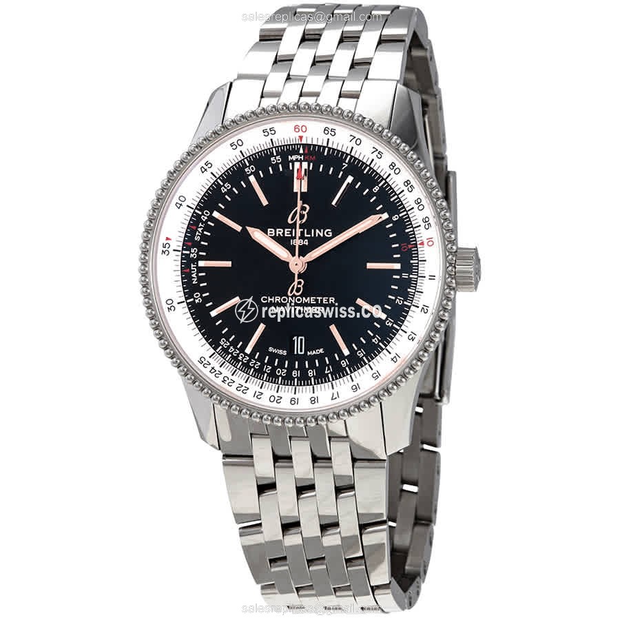 Breitling Navitimer 1 Replica, Automatic, Stainless Steel Case & Black Dial Watch