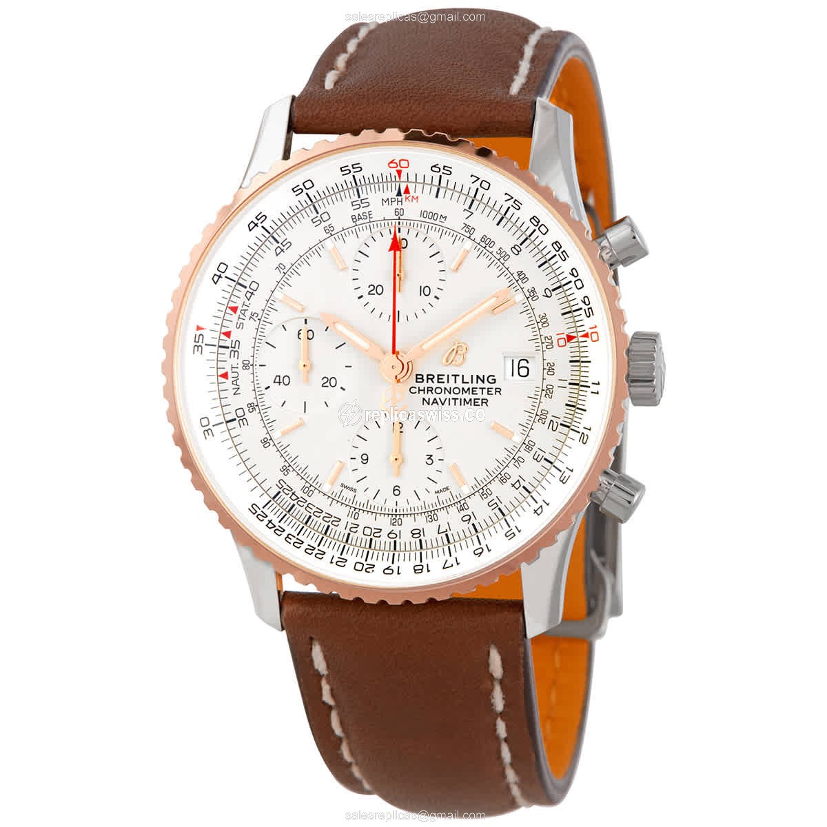 Breitling Navitimer 1 Replica in 18kt Rose Gold & Steel, Automatic Movement & Silver Dial Watch
