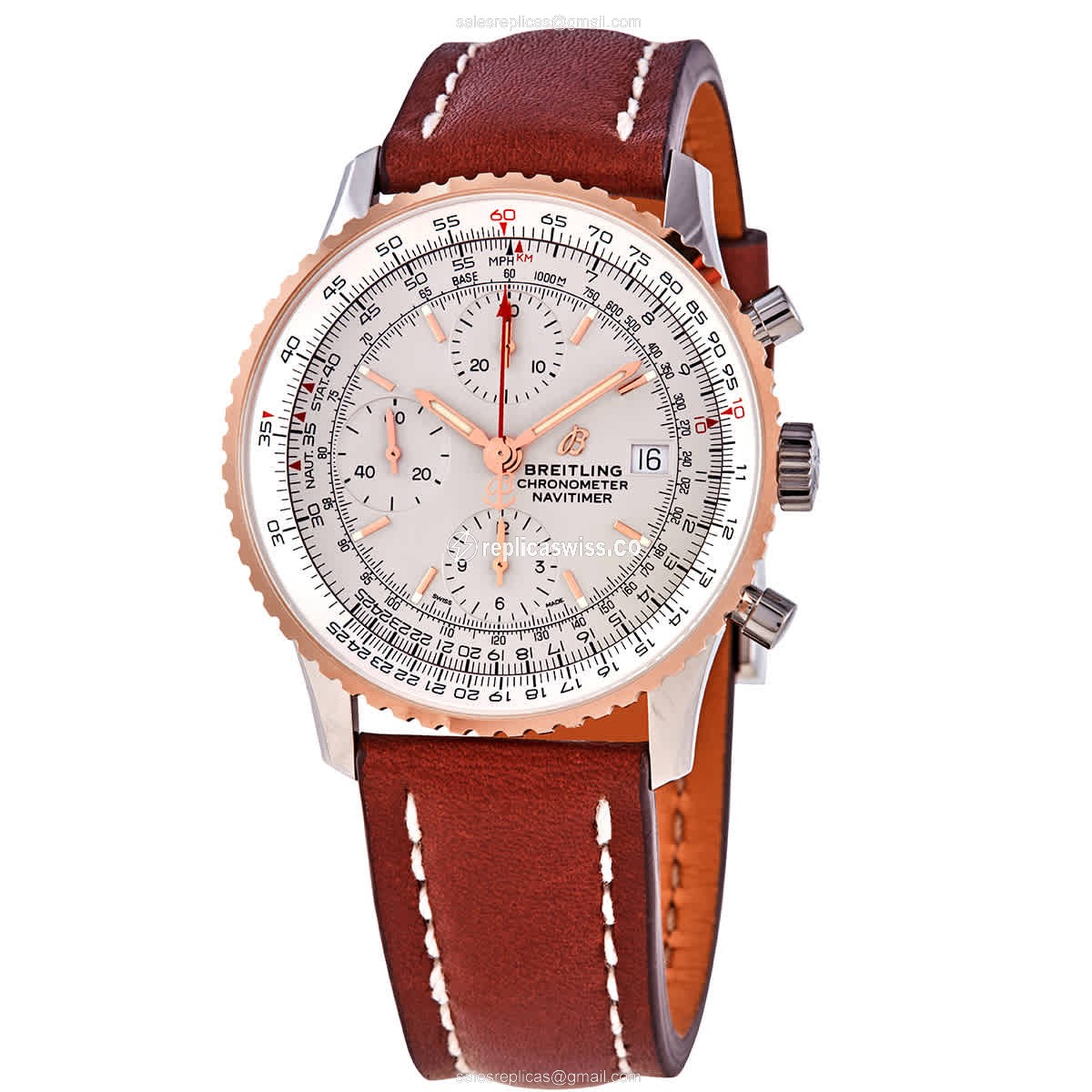 Breitling NAVITIMER 1 Replica in 18kt Steel & Rose Gold with Automatic Movement Silver Dial