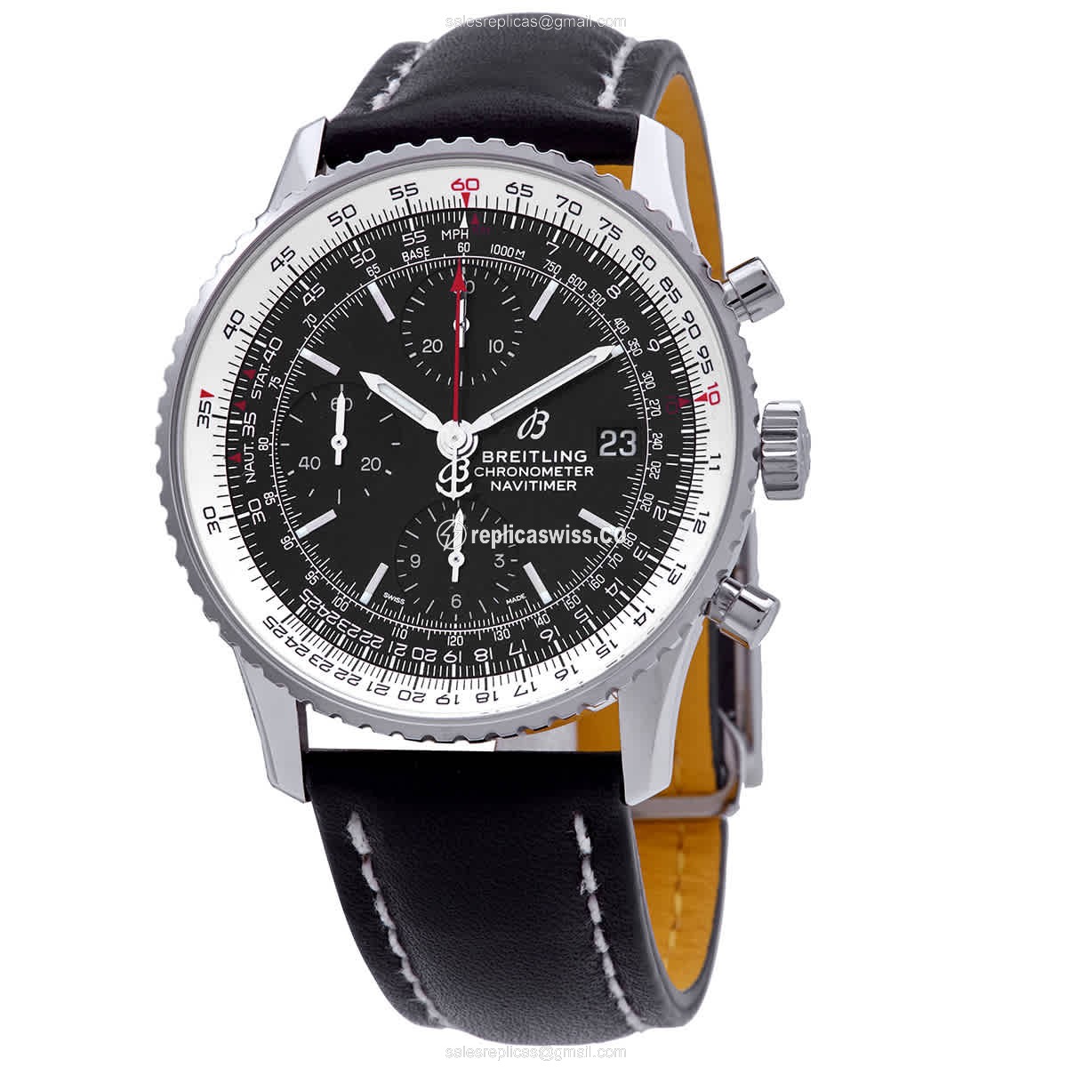 Breitling Navitimer 1 Replica in Black Dial & Steel Case, Automatic Movement Watch