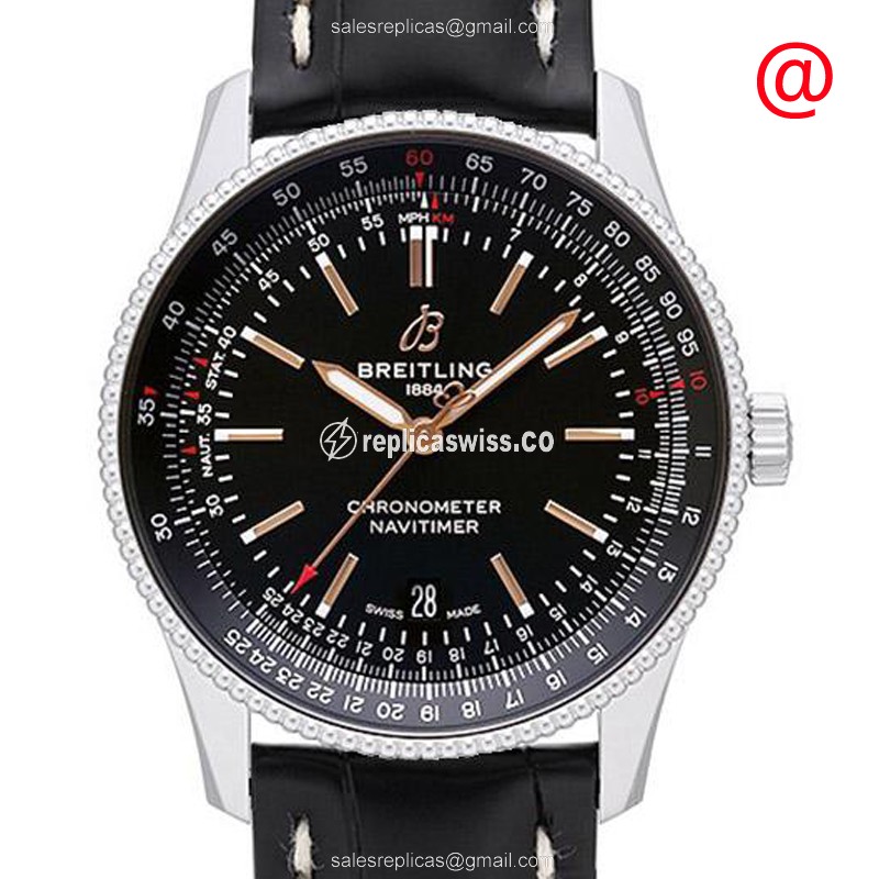 Breitling Navitimer 1 Replica in Black Dial & Steel Case with Automatic Movement Watch