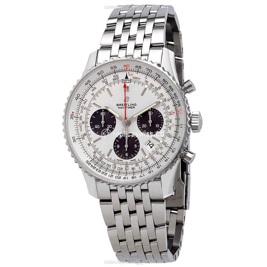Breitling Navitimer 1 Replica in Blue Dial & Steel, Automatic Movement, Silver Strap Watch