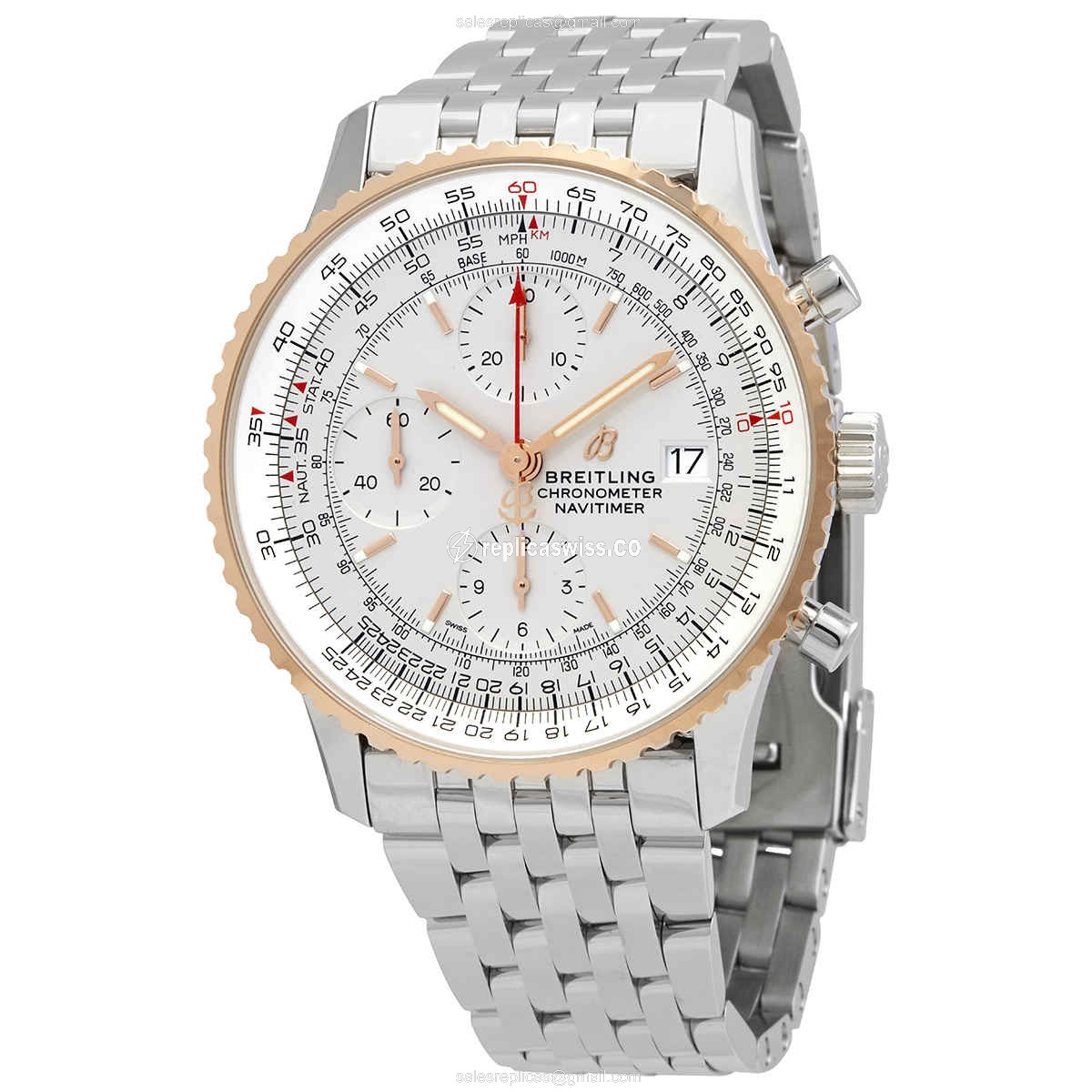 Breitling NAVITIMER 1 Replica in Silver Automatic with Steel Case & Clasp Watch