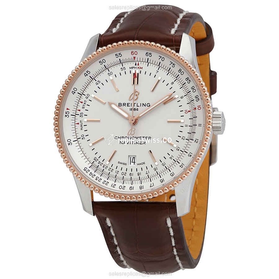 Breitling Navitimer 1 Replica in Silver Dial Gold-Plated Case with Automatic Movement Watch