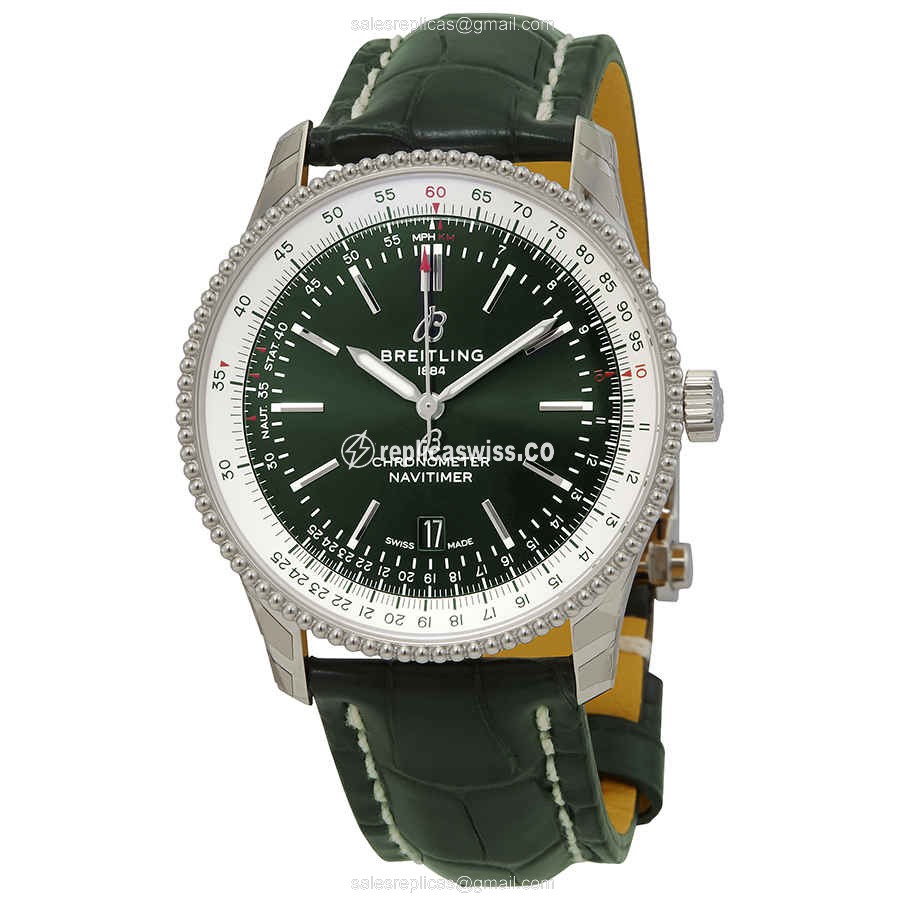 Breitling NAVITIMER 1 Replica in Stainless Steel & Green, Automatic Movement, Sapphire Crystal Watch