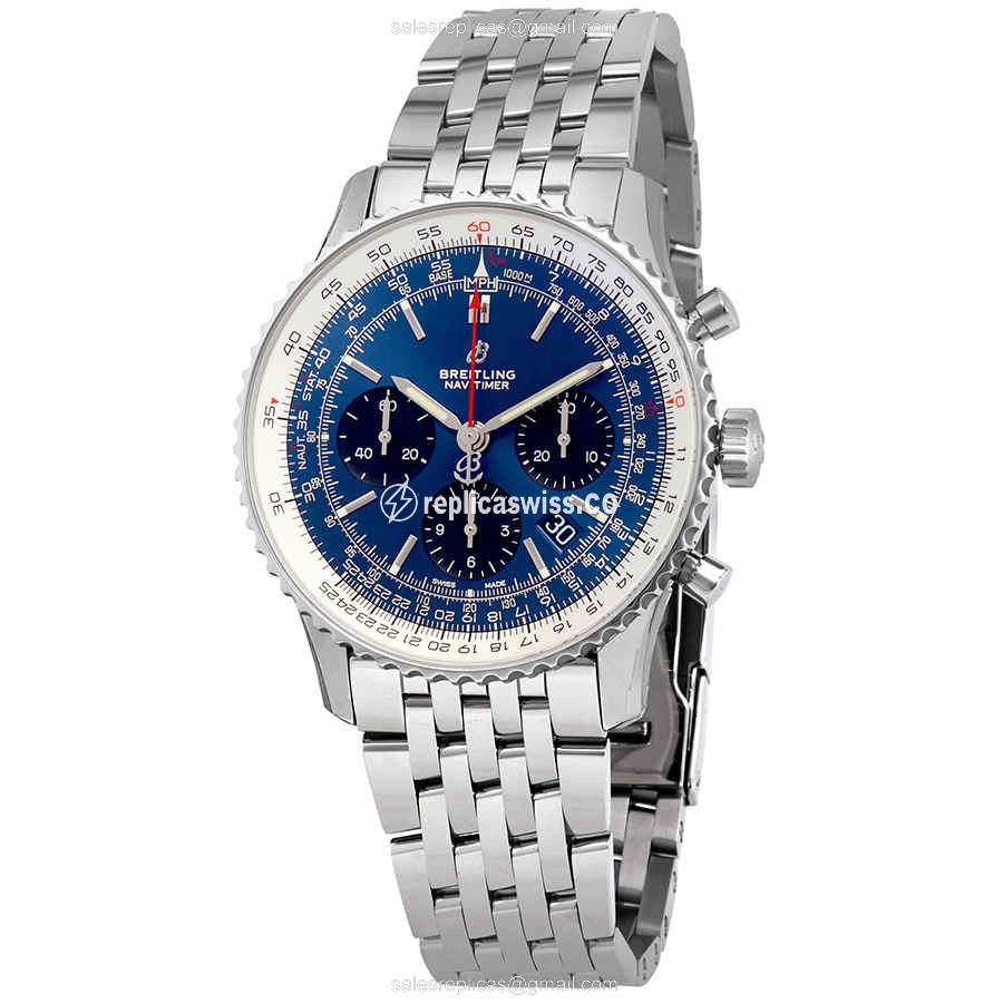 Breitling Navitimer 1 Replica with Automatic Movement Steel Blue Dial Watch