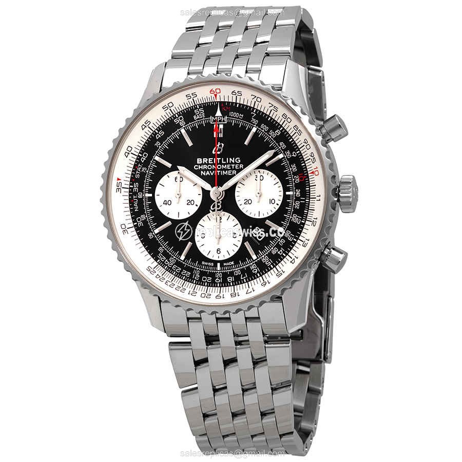 Breitling NAVITIMER 1 Replica with Black Dial & Steel Case, Automatic Movement Watch