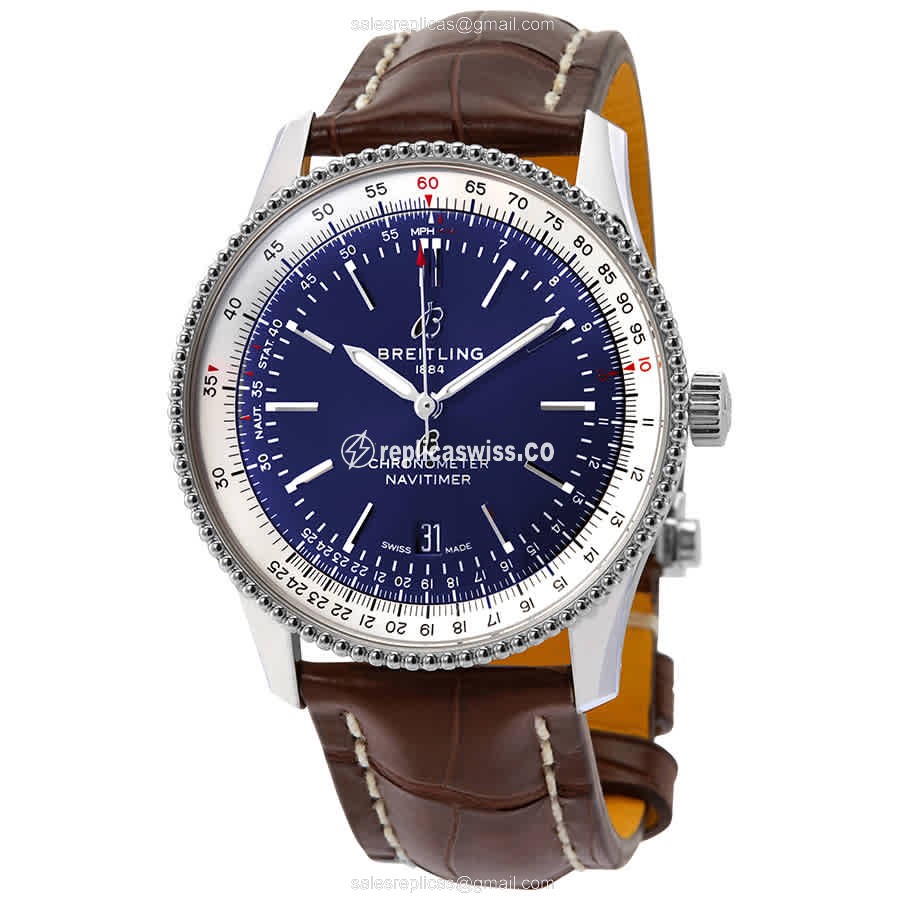 Breitling Navitimer A17326211C1P2 Replica | Automatic Movement, Blue Dial & Brown Alligator Strap