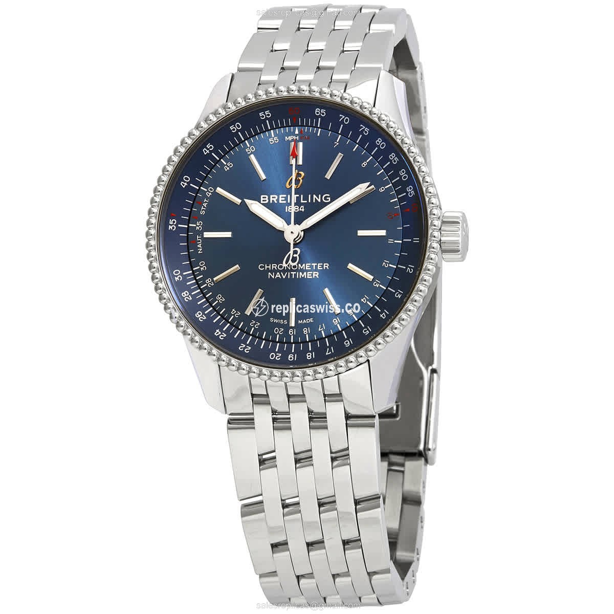 Breitling Navitimer A17395161C1A1 Replica, Automatic Movement, Blue Steel Dial, Silver Steel Strap