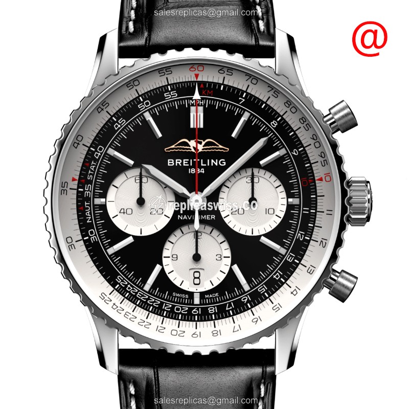 Breitling Navitimer Replica in Stainless Steel with Automatic Movement Black Dial Watch