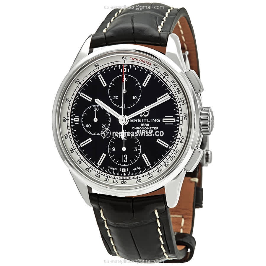 Breitling Premier A13315351B1P1: Automatic Black Dial Steel Case Alligator Strap Sapphire Crystal