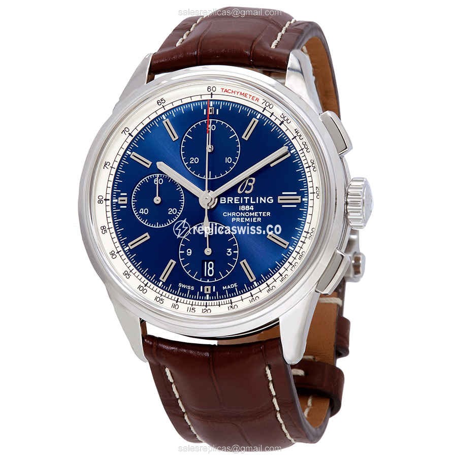 Breitling Premier A13315351C1P1 Replica, Automatic Movement, Blue Dial, Stainless Steel Case Watch