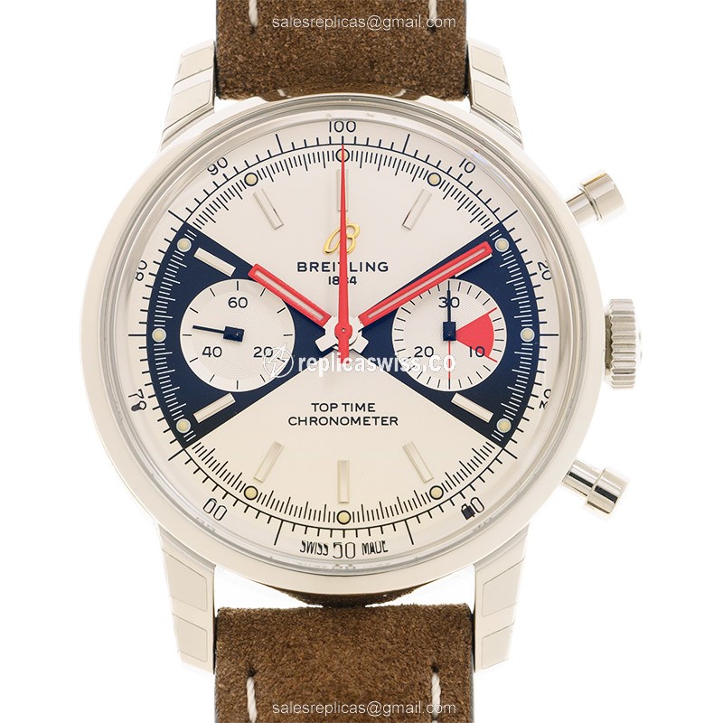 Breitling Premier A23310121G1X1 Replica: Silver Dial, Automatic Movement, Brown Alligator Strap