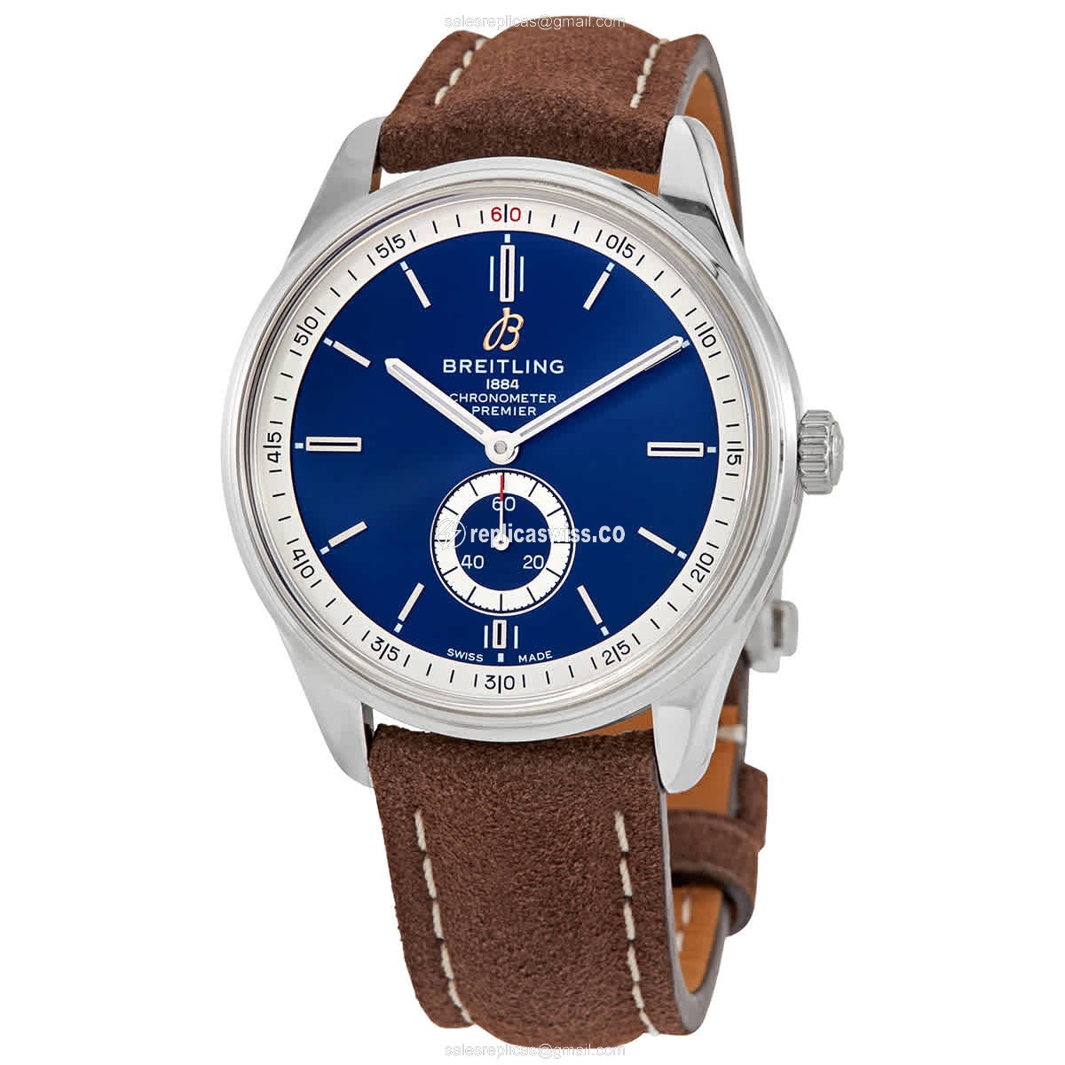 Breitling Premier A37340351C1X1 Replica, Automatic Movement, Blue Dial & Leather Strap Watch