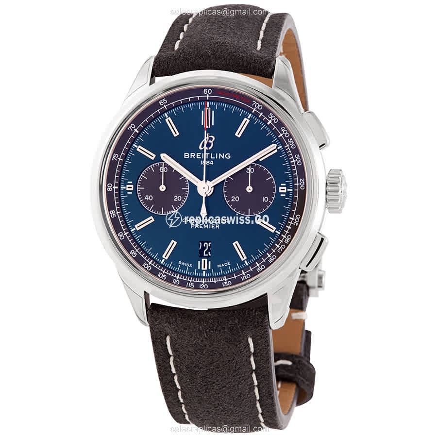 Breitling Premier AB0118A61C1X2 Replica | Automatic Movement, Blue Dial, Genuine Leather Strap Watch
